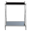 Square Black Glass and Metal Side Table