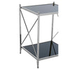 Square Black Glass and Metal Side Table