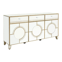 'Art Deco'  Inspired Mirrored Sideboard.  Cupboard doors are operated by a push and click mechanism. 