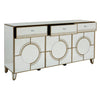 'Art Deco'  Inspired Mirrored Sideboard.  Cupboard doors are operated by a push and click mechanism. 