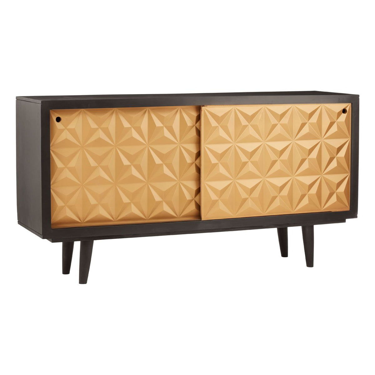 Low Gold and Black Wooden Sideboard with a definite mid-century twist.