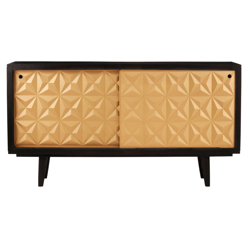 Low Gold and Black Wooden Sideboard with a definite mid-century twist.