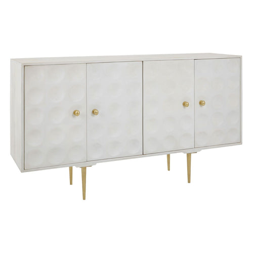 Mid-Century Style with Brushed Painted Gold Handles and White Washed Cabinet - Exceptionally stylish piece.  Stunning statement cabinet made from mango wood.