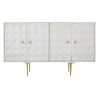 Mid-Century Style with Brushed Painted Gold Handles and White Washed Cabinet - Exceptionally stylish piece.  Stunning statement cabinet made from mango wood.