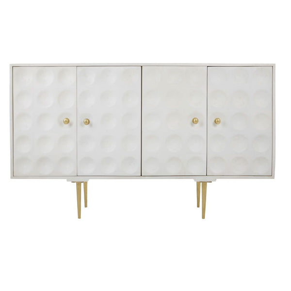 Mid-Century Style with Brushed Painted Gold Handles and White Washed Cabinet - Exceptionally stylish piece.  Stunning statement cabinet made from mango wood.
