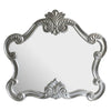 Stunningly decorative, silver ornate overmantle with curved ornate frame.