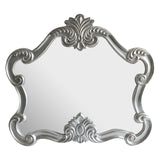 Stunningly decorative, silver ornate overmantle with curved ornate frame.