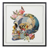 Stunningly beautiful collage print of a skull.