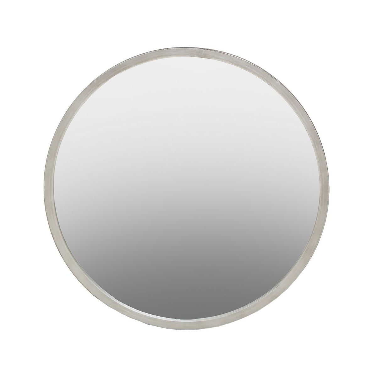 Small, antique silver framed round mirror.