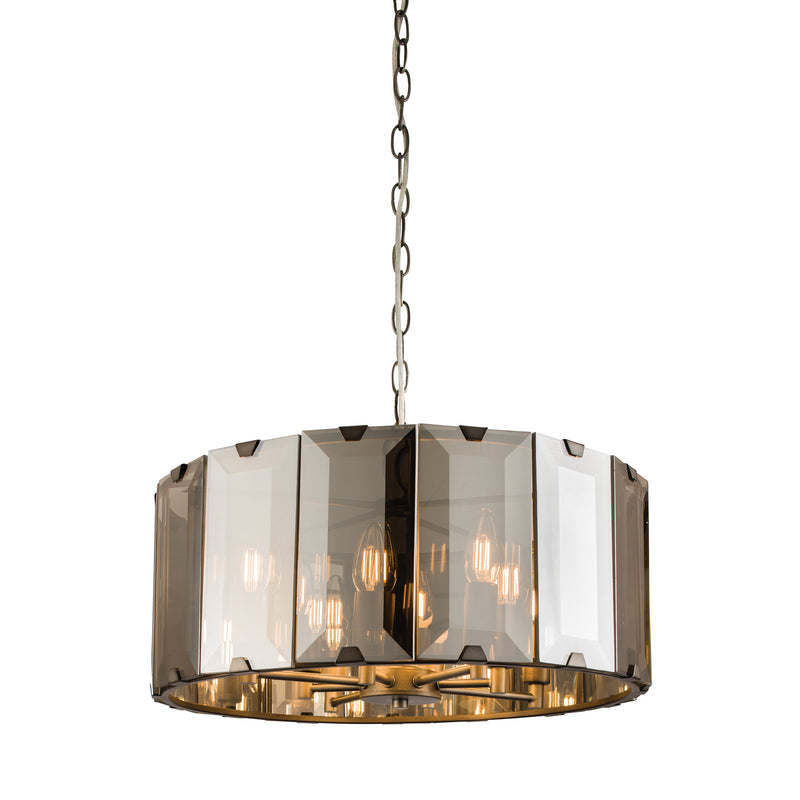 Round smoked glass ceiling pendant, the smoked glass, a dramatic polished pendant perfect over dining table.