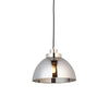 Smoked glass pendant with nickel metal fittings, stunning kitchen or island light perfect with a filament bulb to set it off.