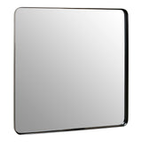 Simple black metal framed square mirror