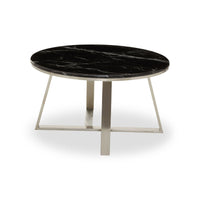 Stainless Steel Coffee Table With Black Marble Top