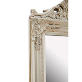 A very ornate, cream standing mirror with a great vintage look for your bedroom.