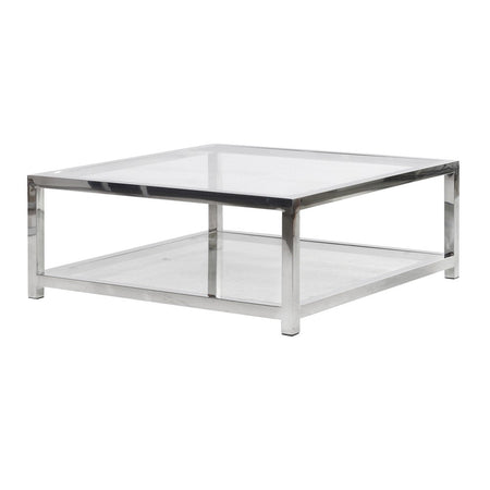 Two Tier Glass Coffee Table -Black - 106cm