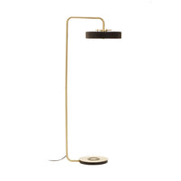 Stunning brushed gold floor lamp with disc shaped top.