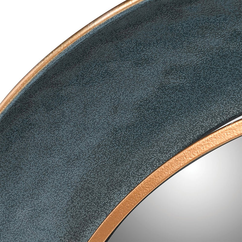 Round Teal Metal Mirror 88 cm