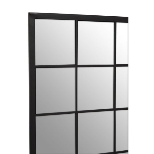 Tall 15 pane black wooden window mirror, exceptional size.