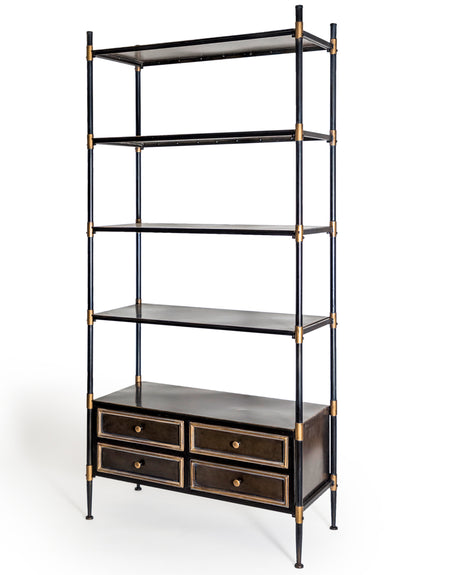 Antique Gold Wall Unit With Mirrored Shelves - 100cm