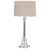 Tall, elegant, crystal column table lamp, a perfect fit anywhere you want to add a touch of luxury. With a neutral coloured shade this is a real quality, statement lamp.