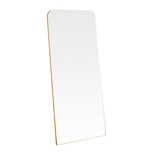 Tall, gold leaner mirror with a minimal frame and lot of mirror !!! Perfect to lean against a bedroom or dressing room wall. It will add glamour and extra light to your room.