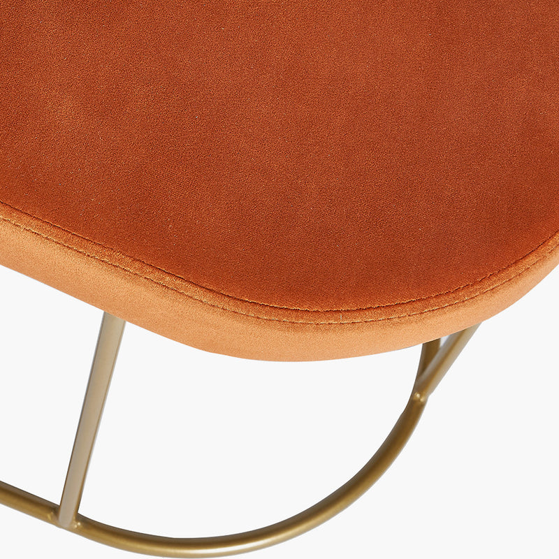 Tobacco Velvet & Gilt Stool 106 cm