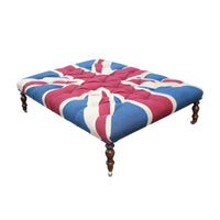 Union Jack Buttoned Coffee Table Stool W: 120 cm