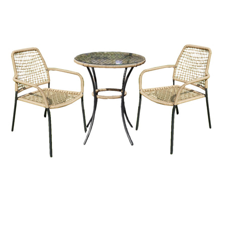 Oval Garden Table & Chairs - Outdoor Folding Patio Set - Black
