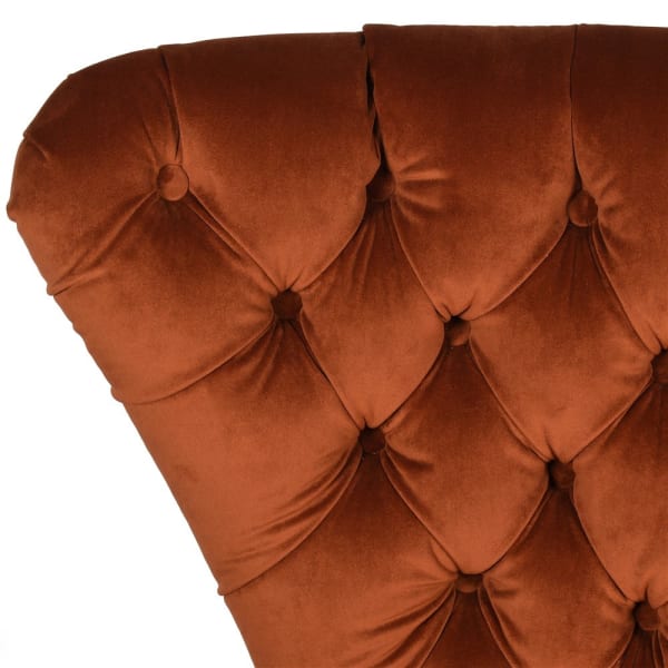 Orange Velvet Buttoned Chair