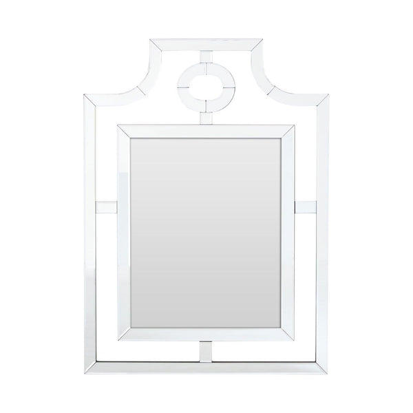 This elegant glass cut out mirror is stylish and simple while adds interest to your wall.  An unusual and interesting feature mirror that will lift any space. 