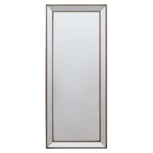 Tall venetian mirror with silver beading .