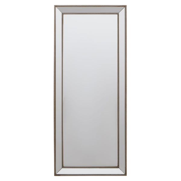 Tall venetian mirror with silver beading .