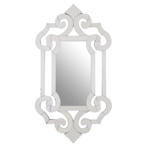  A real statement mirror, venetian glass in ornate, decorative scrolls but every piece flashing out light. Great bedroom or dressing room mirror.