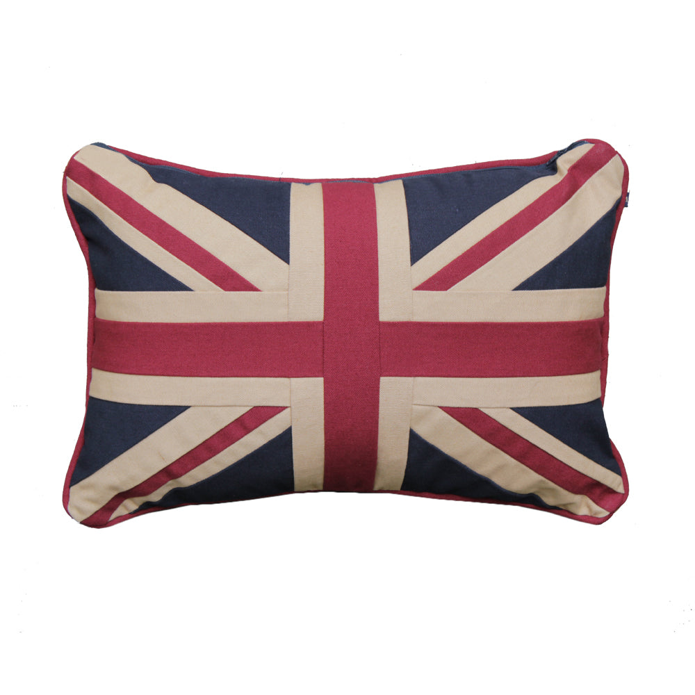 Small, oblong Union Jack cushion. Perfect Chair or Sofa cushion adding colour to any plain surface.