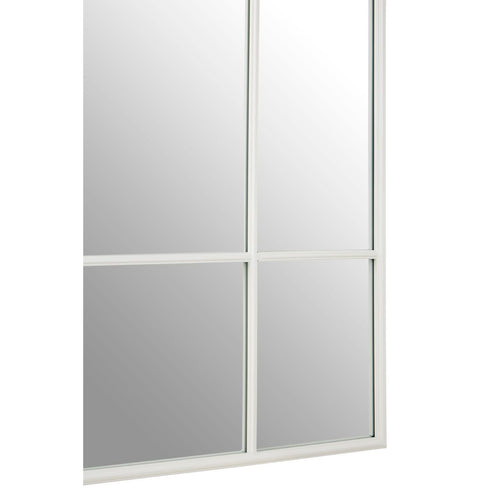 Tall white metal window mirror, perfect indoor or outdoor.