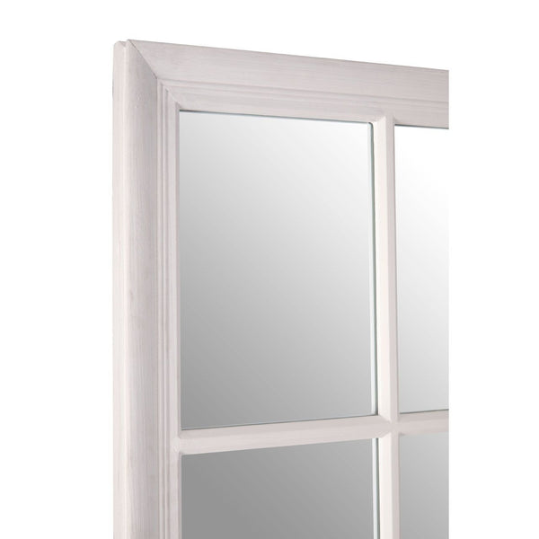 16 Pane white painted window mirror adds depth and perspective to any room fooling the eye and making the room appear larger.
