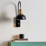 Wall Lamp - Matt Black & Brushed Brass - 41cm