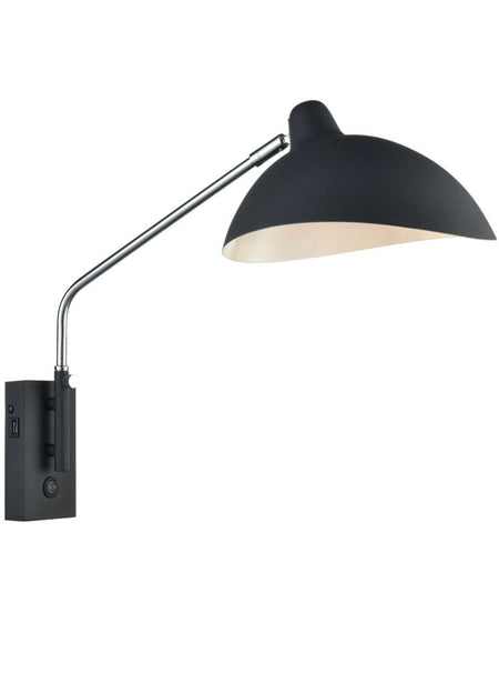 Wall Light - Black With Inner Silver -14cm