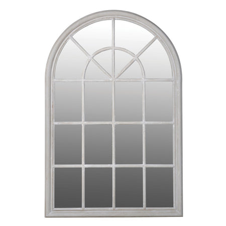 Grey Wooden Arched Window Mirror  119 cm