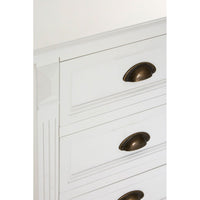 A compact 3 drawer, white finish bedside table with metal cup handles.  Almost a chest of drawers this versatile piece of furniture offers great storage in your bedroom.