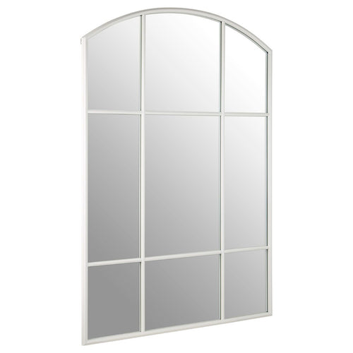 Tall white metal window mirror, perfect indoor or outdoor.