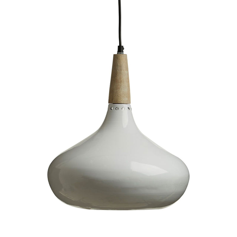 White Metal Shade Pendant simple enough to work as a classic look to the more industrial.