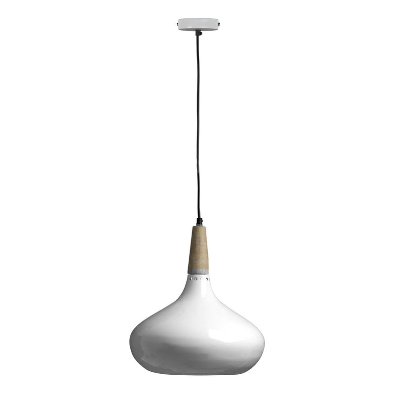 White Metal Shade Pendant simple enough to work as a classic look to the more industrial.