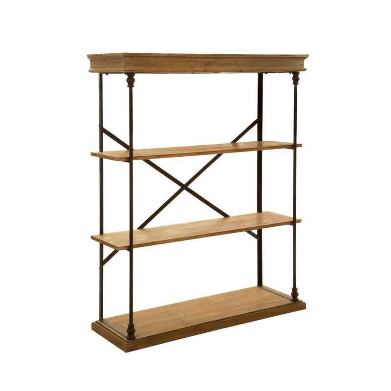 Wide 3 Shelf Wood and Metal Unit