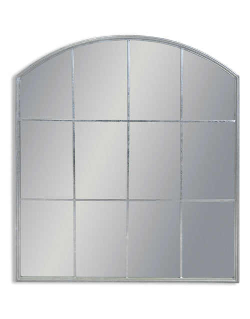 Silver Metal Arched Window Mirror 91 cm