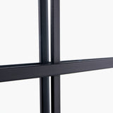 Exceptionally tall window mirror, black metal with 12 panes.  Suitable for indoor or outdoor use.  