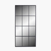 Exceptionally tall window mirror, black metal with 12 panes.  Suitable for indoor or outdoor use.  