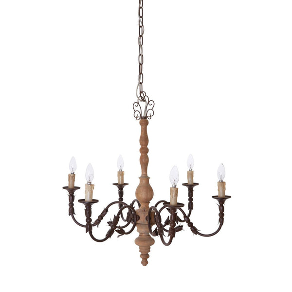 Large Wood and Metal 'Shaker' Style Chandelier
