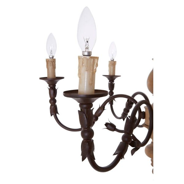 Large Wood and Metal 'Shaker' Style Chandelier