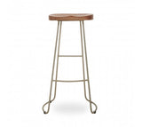 Wooden topped bar stool with metal legs